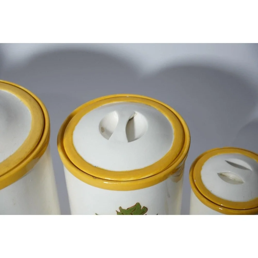 Vintage Liz YDE Ceramic Pottery Food Storage Cookie Jars, Grapes, Pears,‎ Yellow